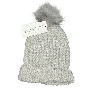 POM BEANIE IN LIGHT GREY BY JULES KAE